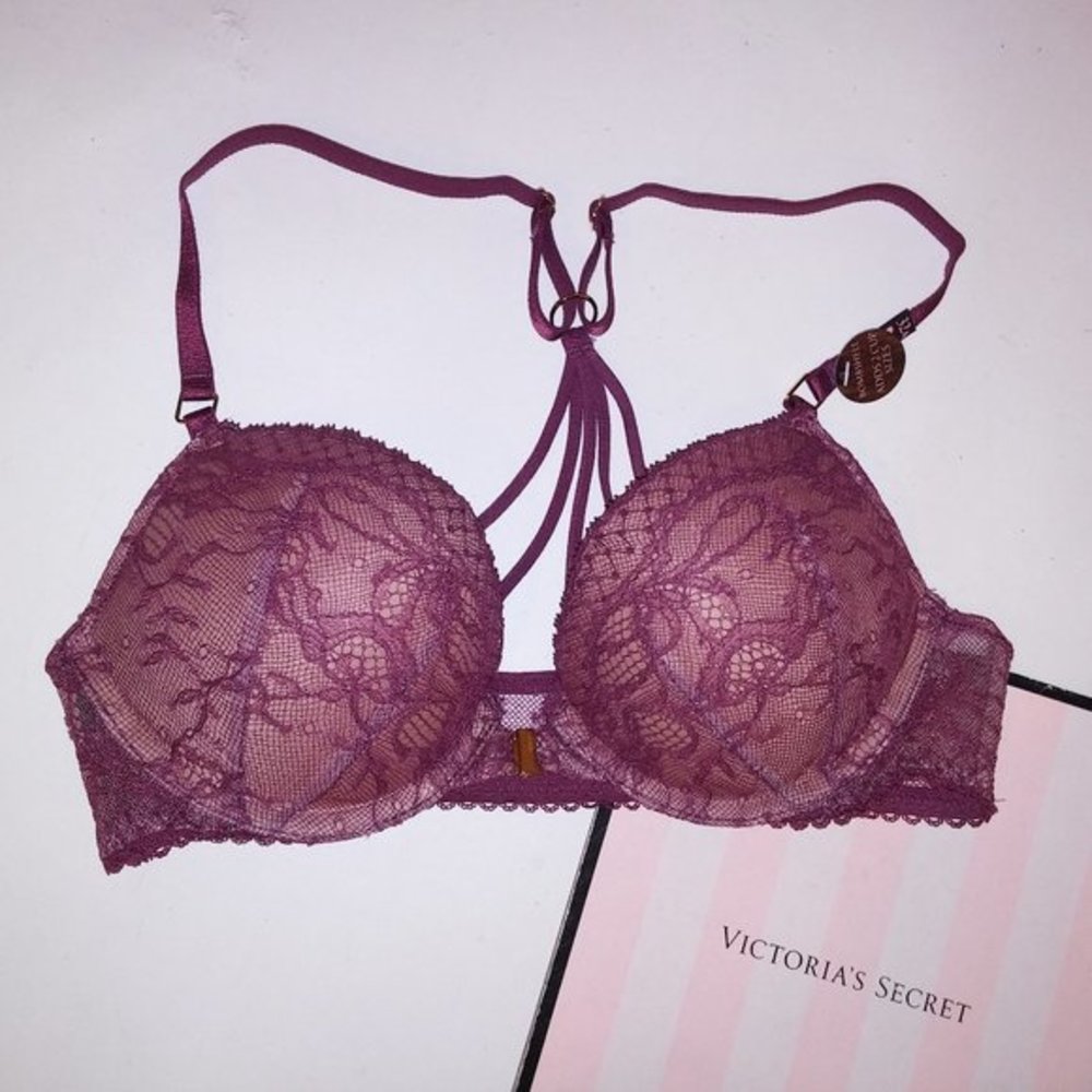 Victoria Secret Bra Bombshell Push Up Adds 2 Cup Sizes Lace Front Close New